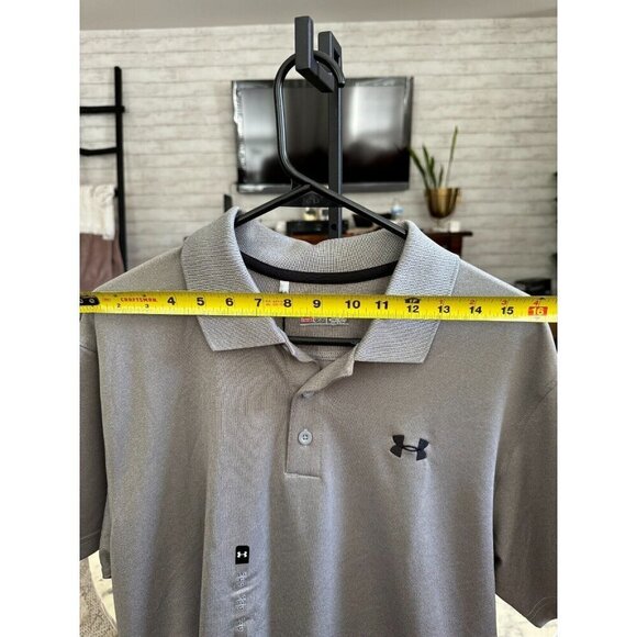 Under Armour Grey HeatGear Tech Short Sleeve Sport Golf Polo Mens Size Large - Picture 4 of 6